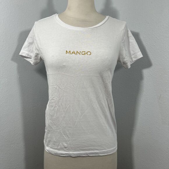 Mango T Shirt Womens S‎ White Soft Lightweight Casual Minimalist Tee - Picture 1 of 7